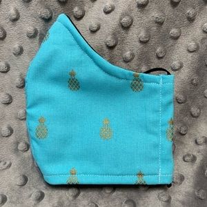 Women’s or Teen fabric face mask Teal Pineapple